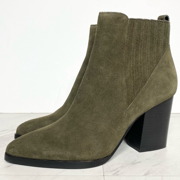 Marc Fisher Alva Green Suede Heeled Bootie 9M - Picture 1 of 14